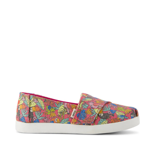 Alpargata Classic Kids Shoe - Fuchsia Birds of Paradise Print Side View
