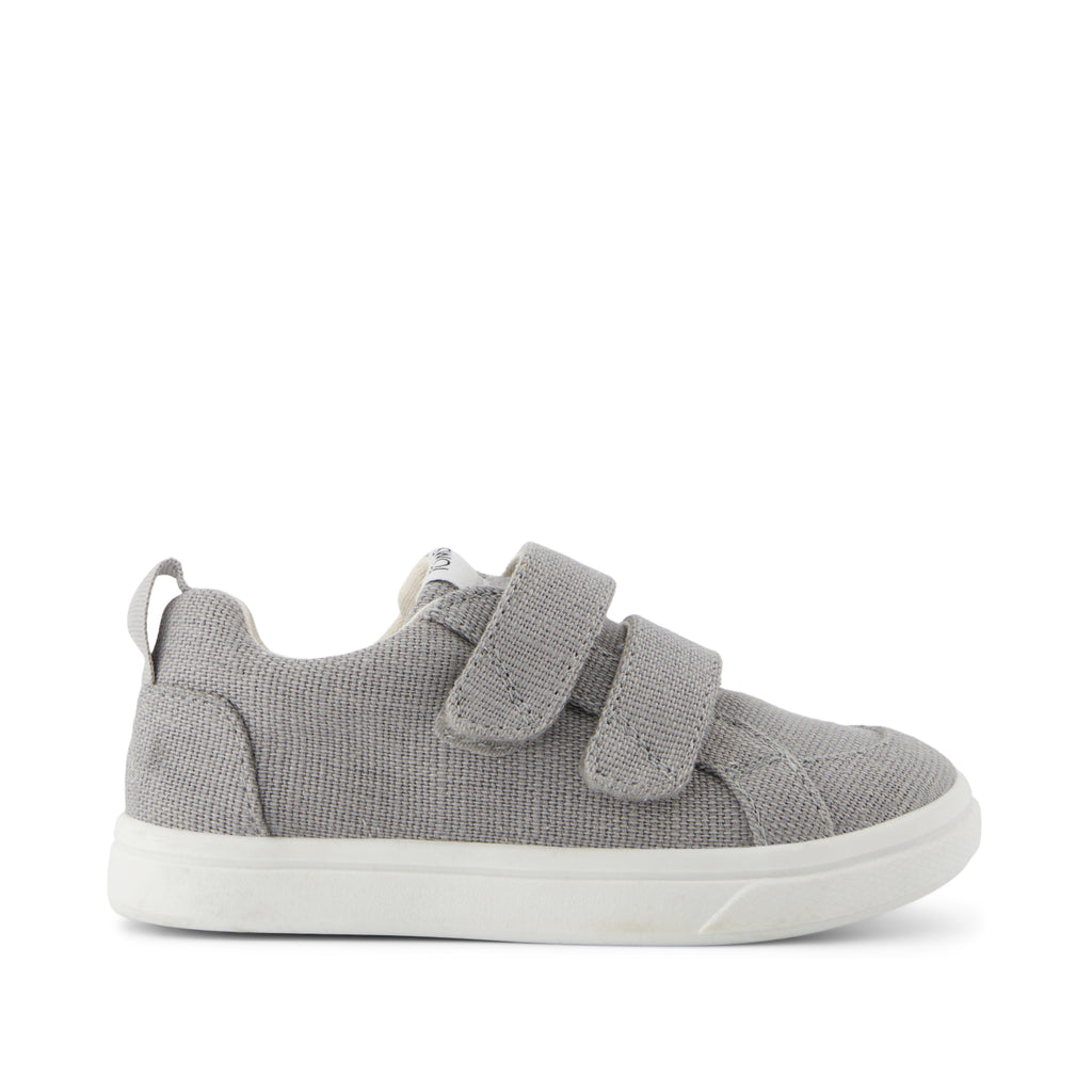 Cruz Double Strap Toddler Sneaker - Drizzle Grey Heritage Canvas Side View