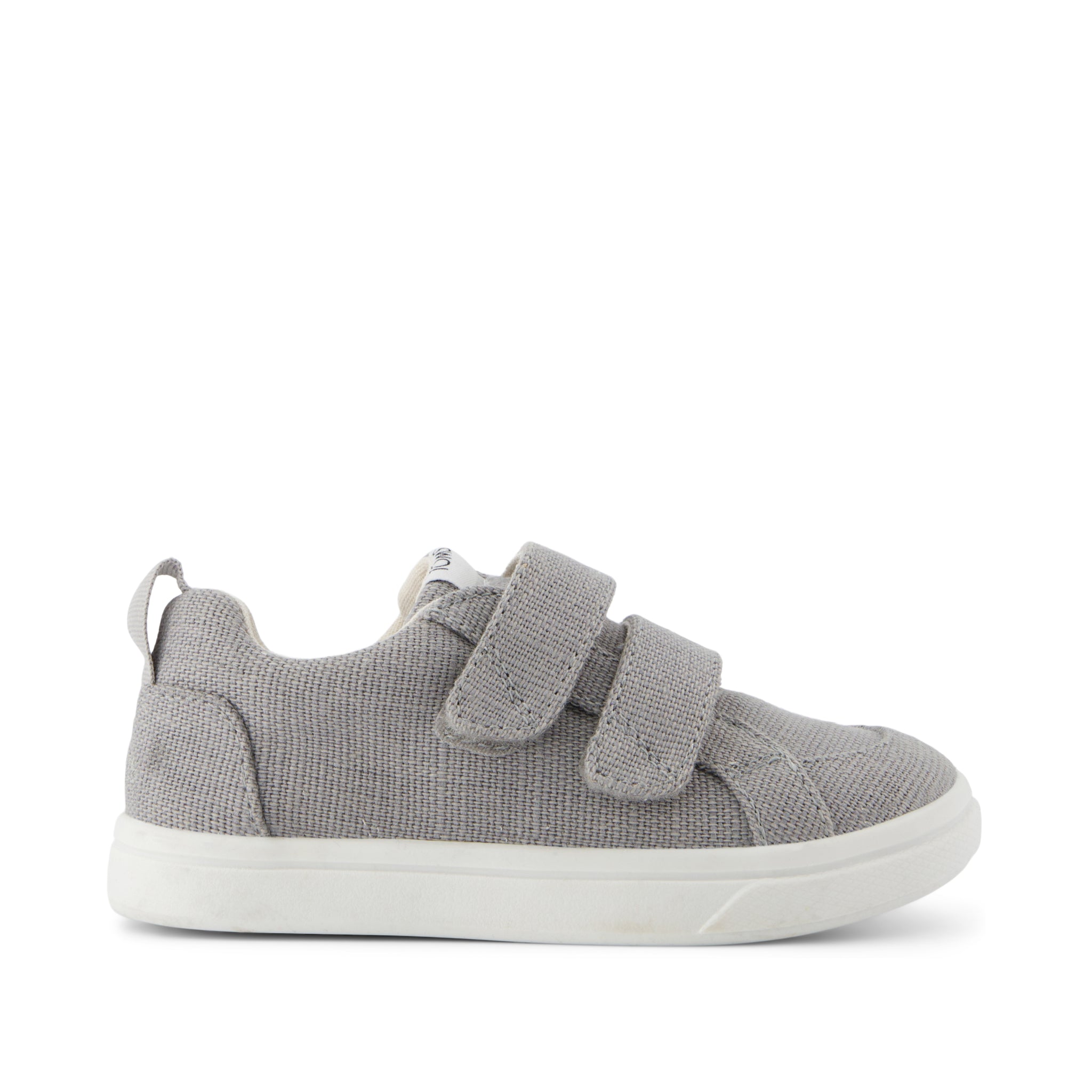 Cruz Double Strap Toddler Sneaker - Drizzle Grey Heritage Canvas Side View