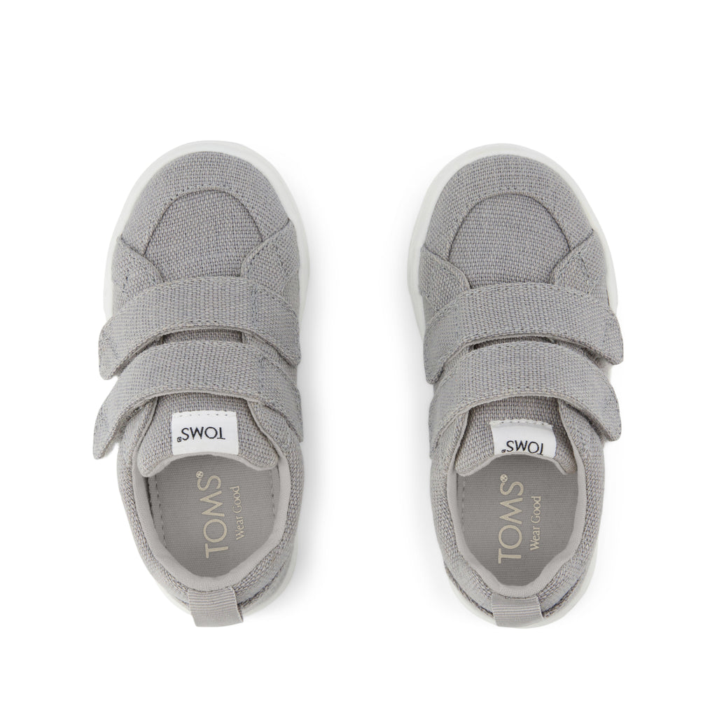 Cruz Double Strap Toddler Sneaker - Drizzle Grey Heritage Canvas Top View