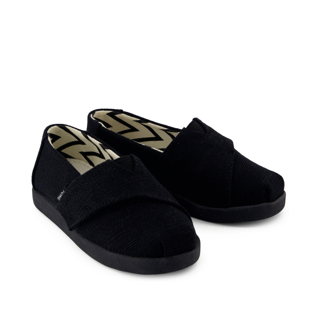 Alpargata Classic Toddler Shoe - Black and Black Heritage Canvas Front View