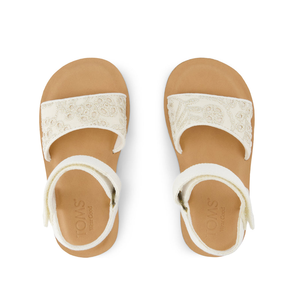 Remi Ankle Strap Toddler Sandal - Egret Botanical Eyelet Top View