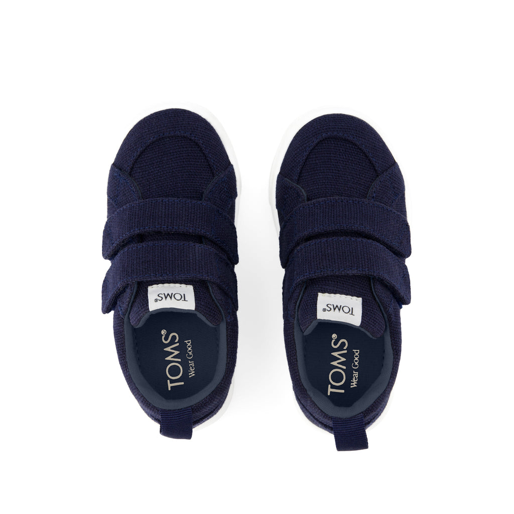 Cruz Double Strap Toddler Sneaker - Navy Heritage Canvas Top View