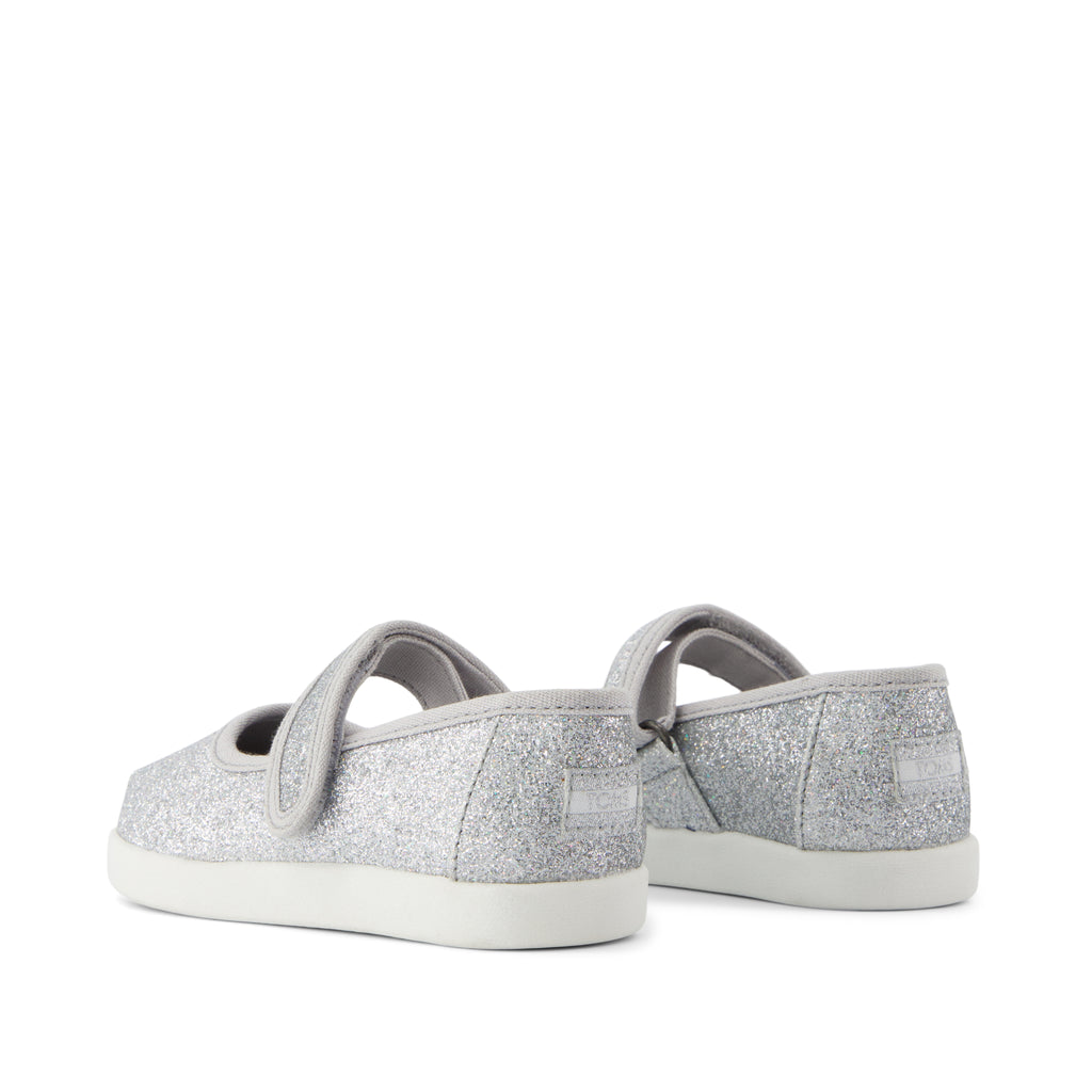 Nora Mary Jane Toddler Shoe - Silver Iridescent Glimmer Back View