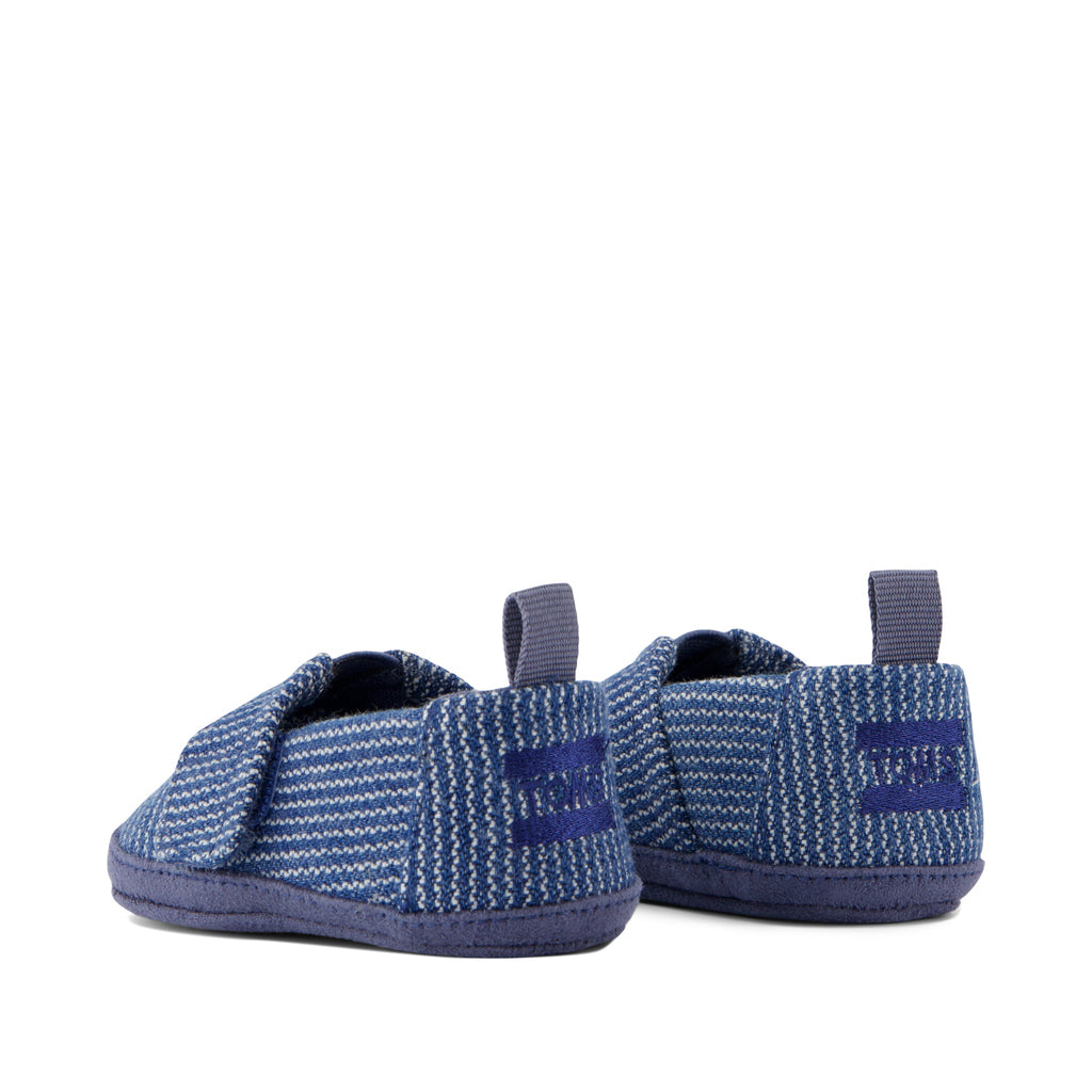 Layette Alpargata Crib Shoe - Dark Sky Subtle Stripes Back View