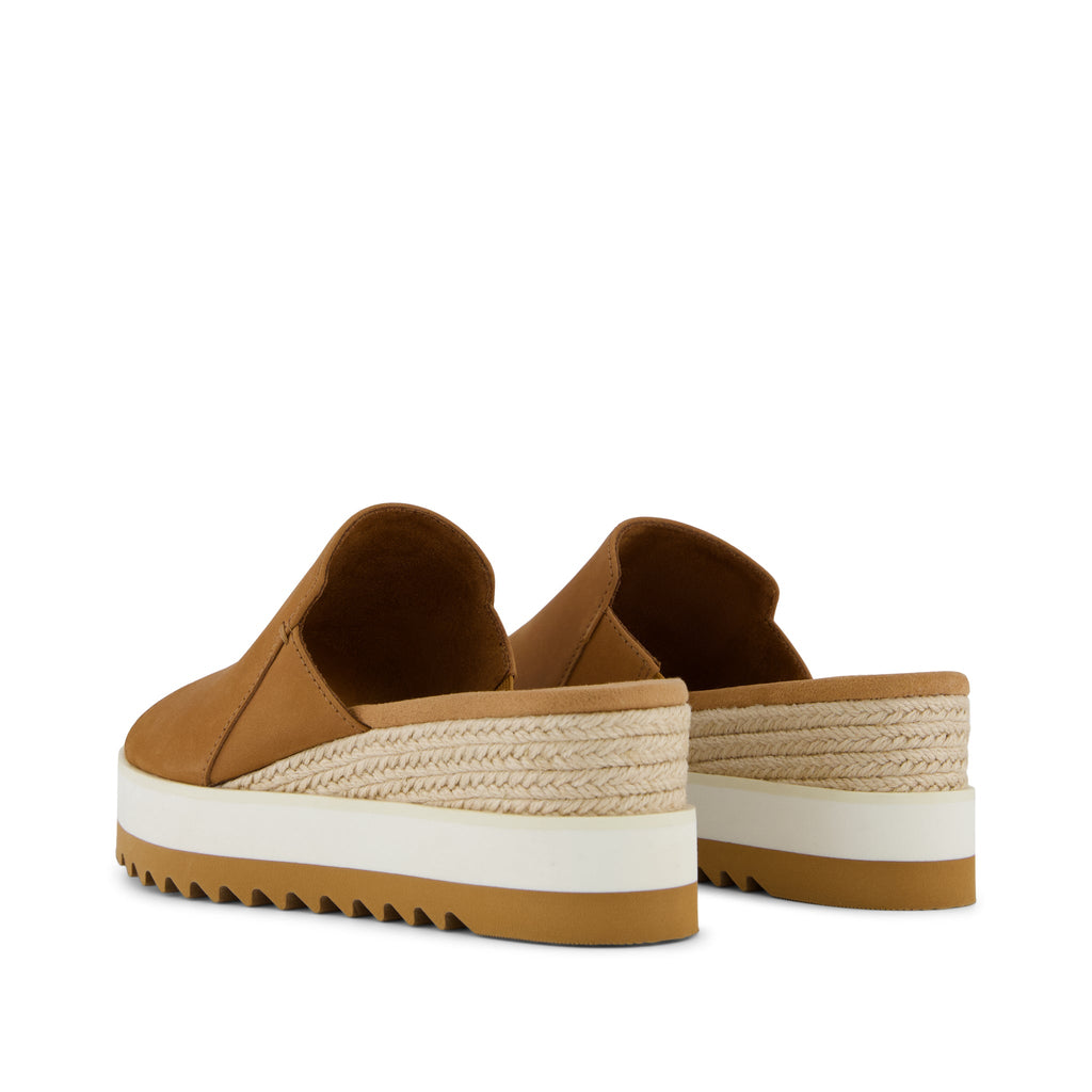 Diana Mule Wedge Sandal - Brown Sugar Leather Back View