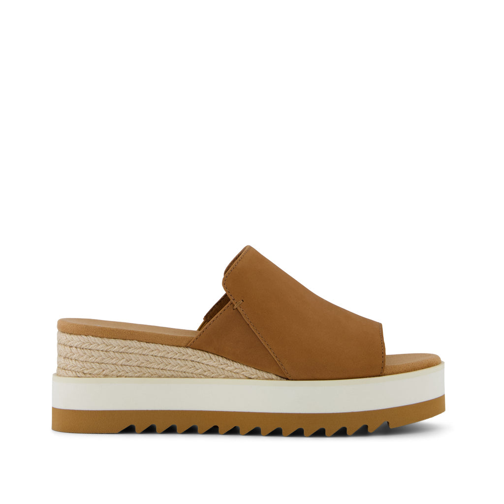 Diana Mule Wedge Sandal - Brown Sugar Leather Side View