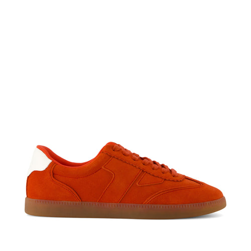 Collins Casual Lace-Up Sneaker - Flame Suede and Leather Side View