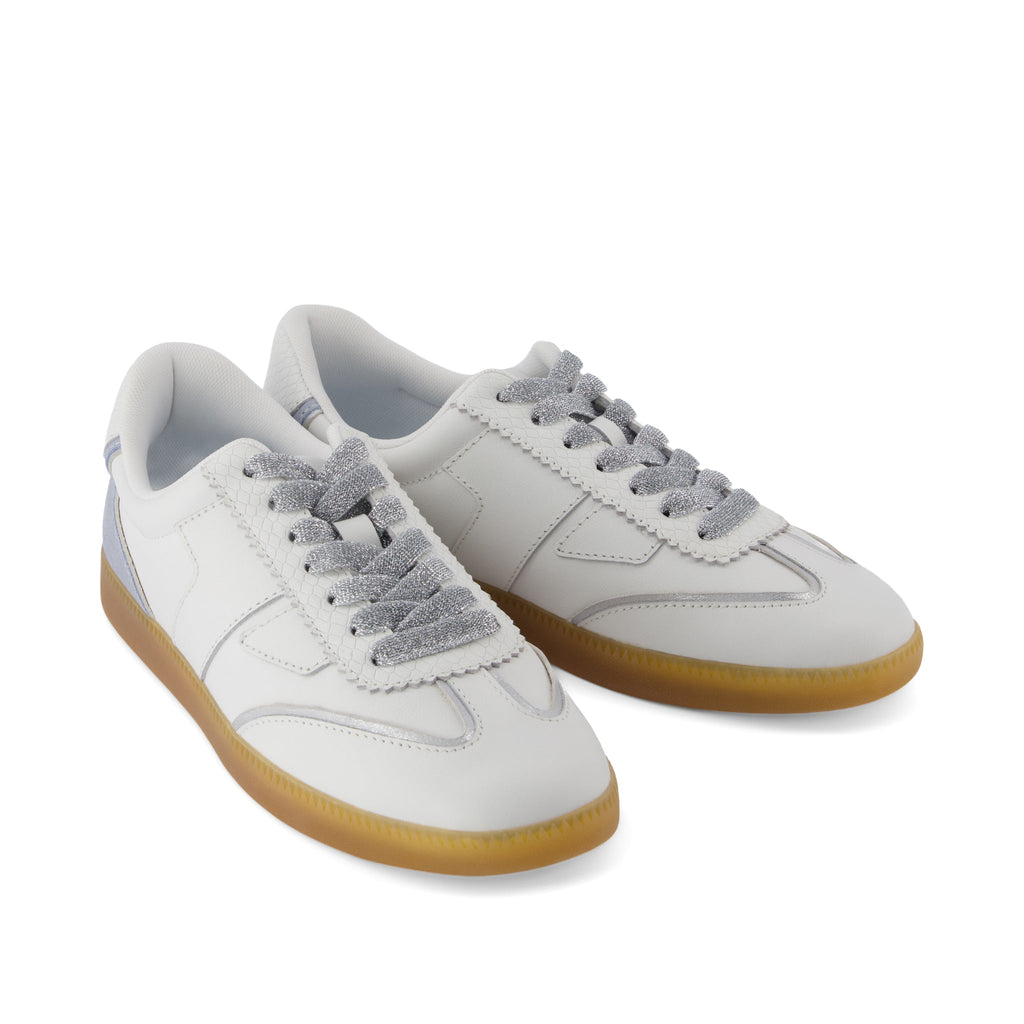 Collins Casual Lace-Up Sneaker - Pastel Blue Multi Leather and Suede Front View