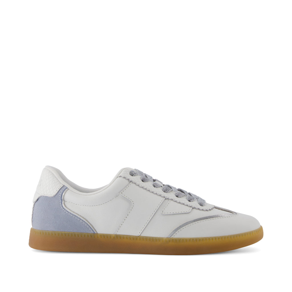 Collins Casual Lace-Up Sneaker - Pastel Blue Multi Leather and Suede Side View