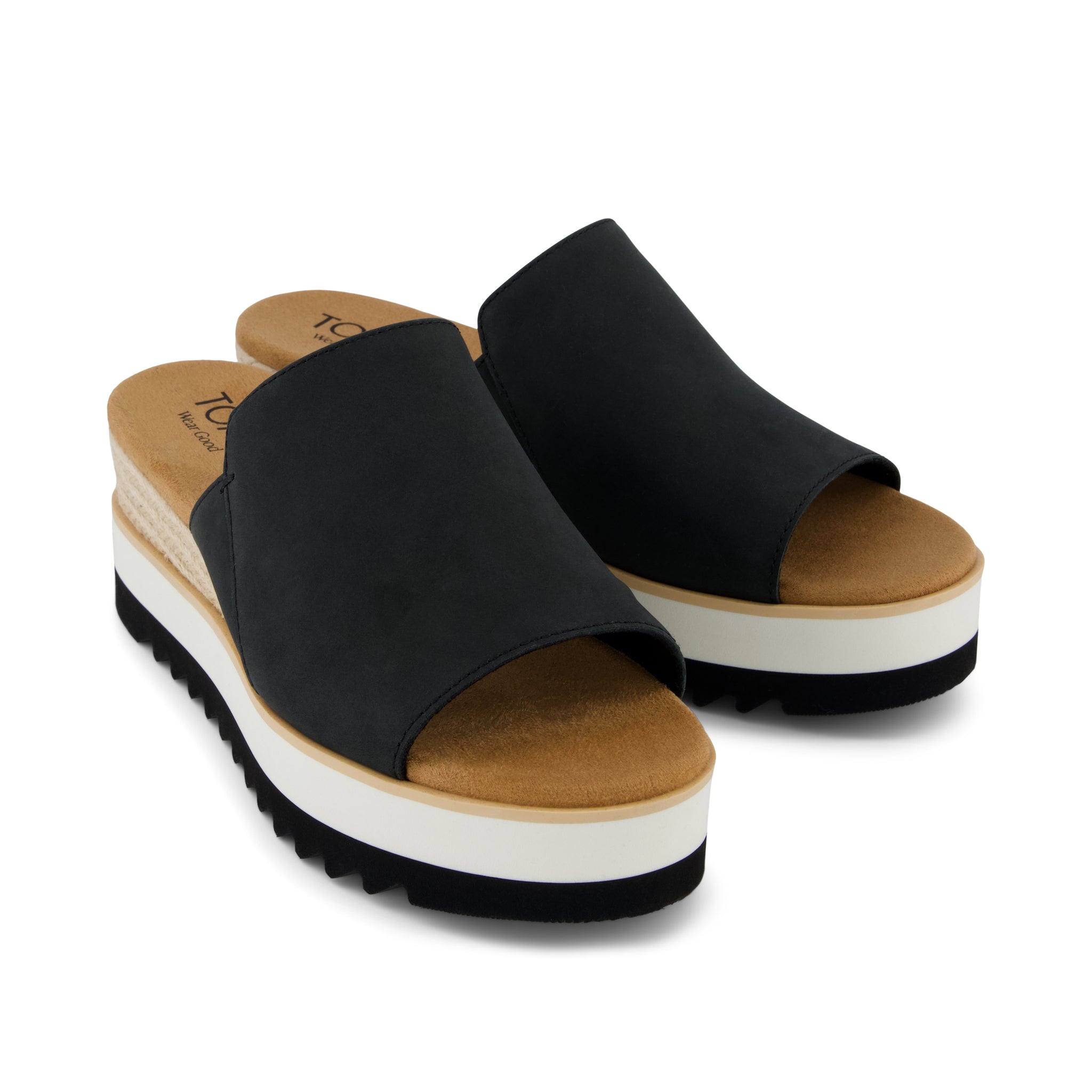 Diana Mule Wedge Sandal Black Leather – TOMS.com