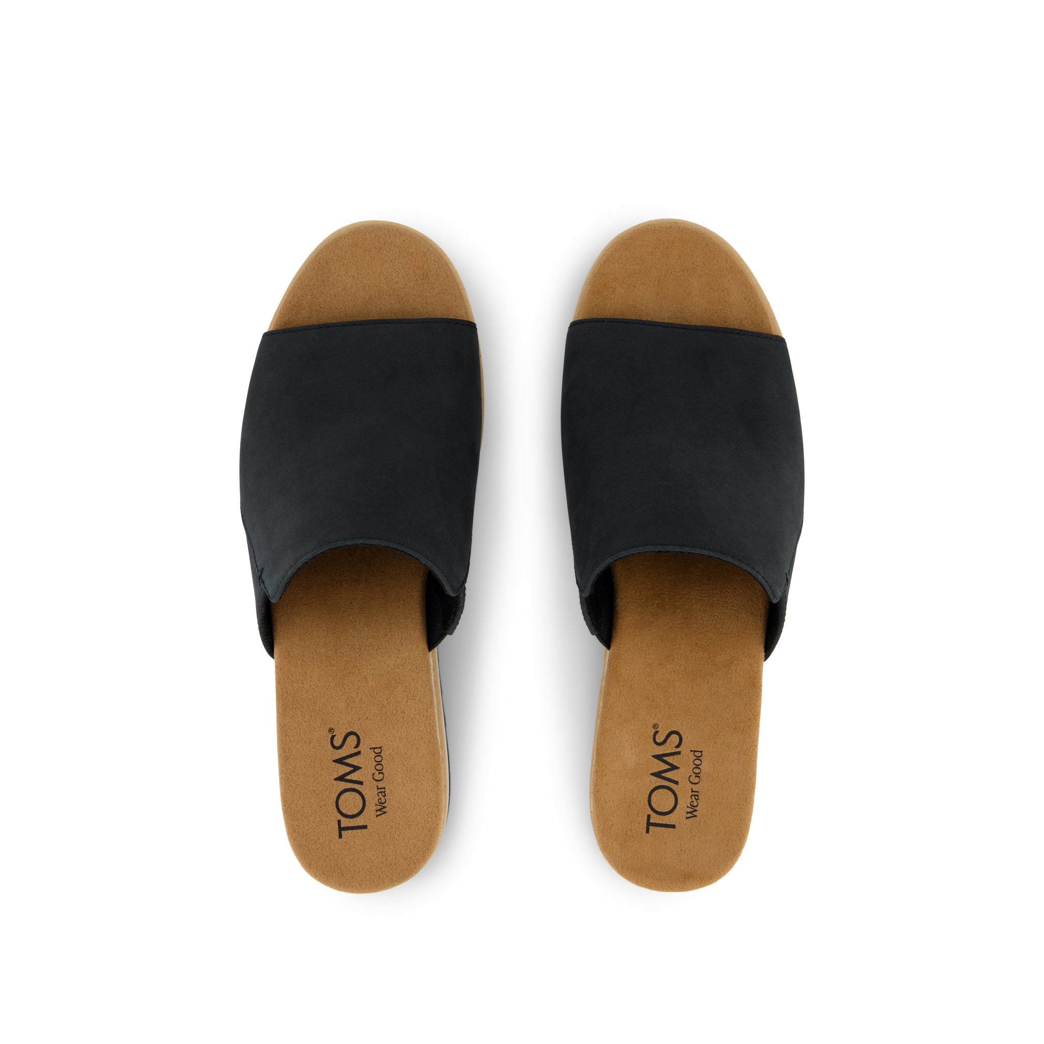 Diana Mule Wedge Sandal - Black Leather Top View