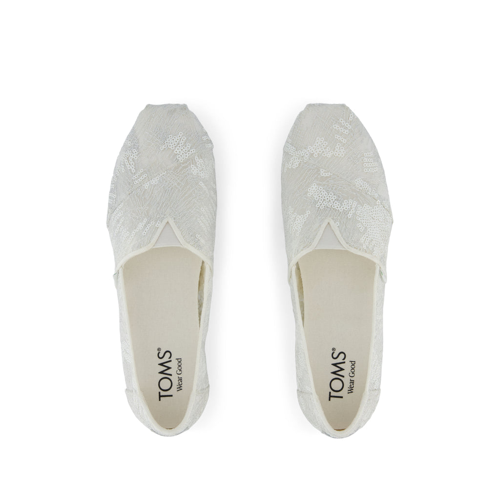 Alpargata Classic - White Sequin Mesh Top View