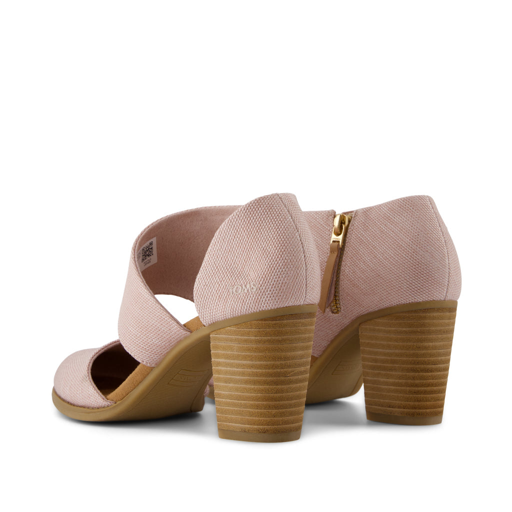 Milan Closed Toe Heel - Ballet Pink Melange Woven  Back View