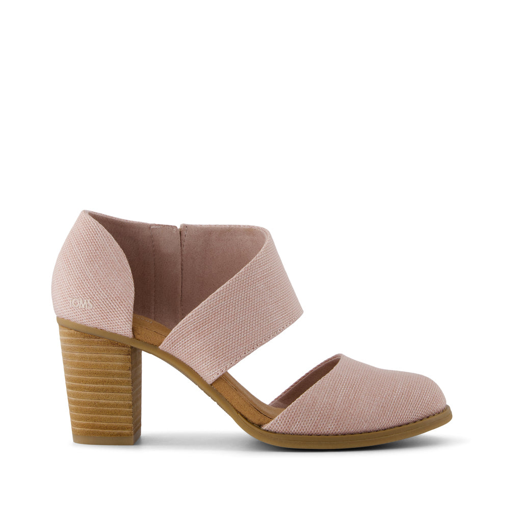 Milan Closed Toe Heel - Ballet Pink Melange Woven  Side View