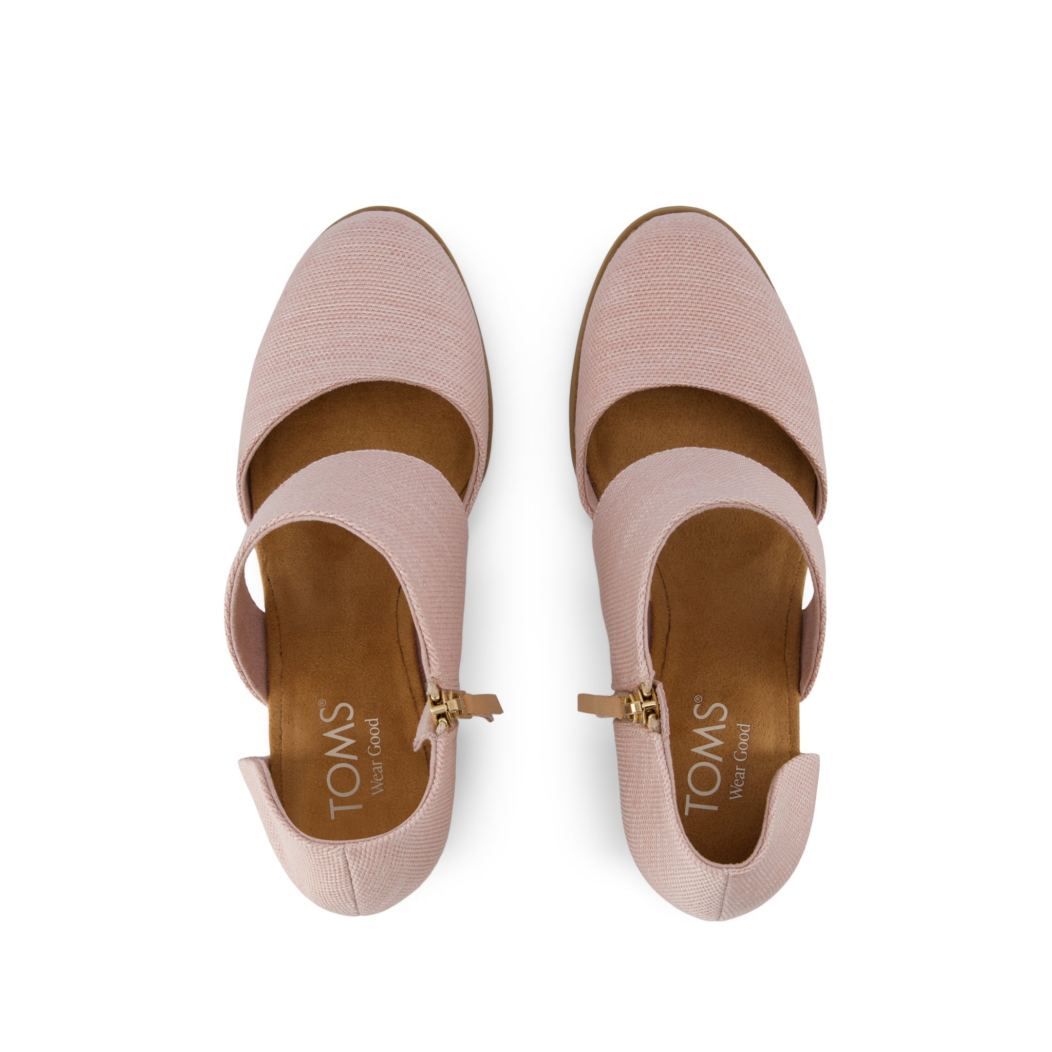 Milan Closed Toe Heel - Ballet Pink Melange Woven  Top View