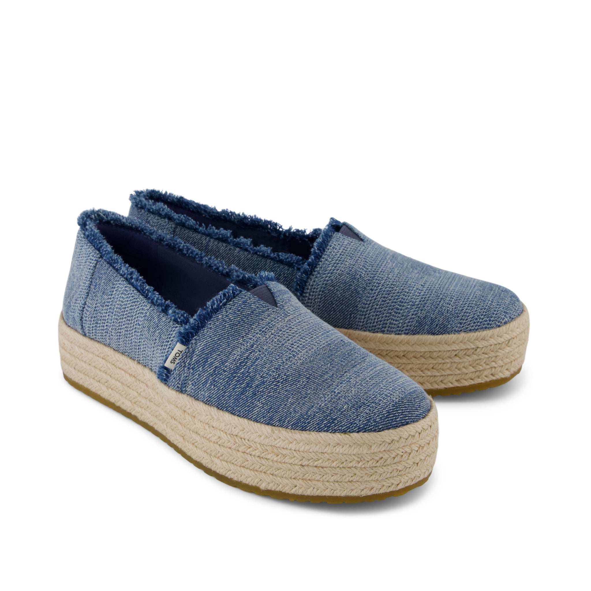 Valencia Platform Espadrille - Textured Denim  Front View