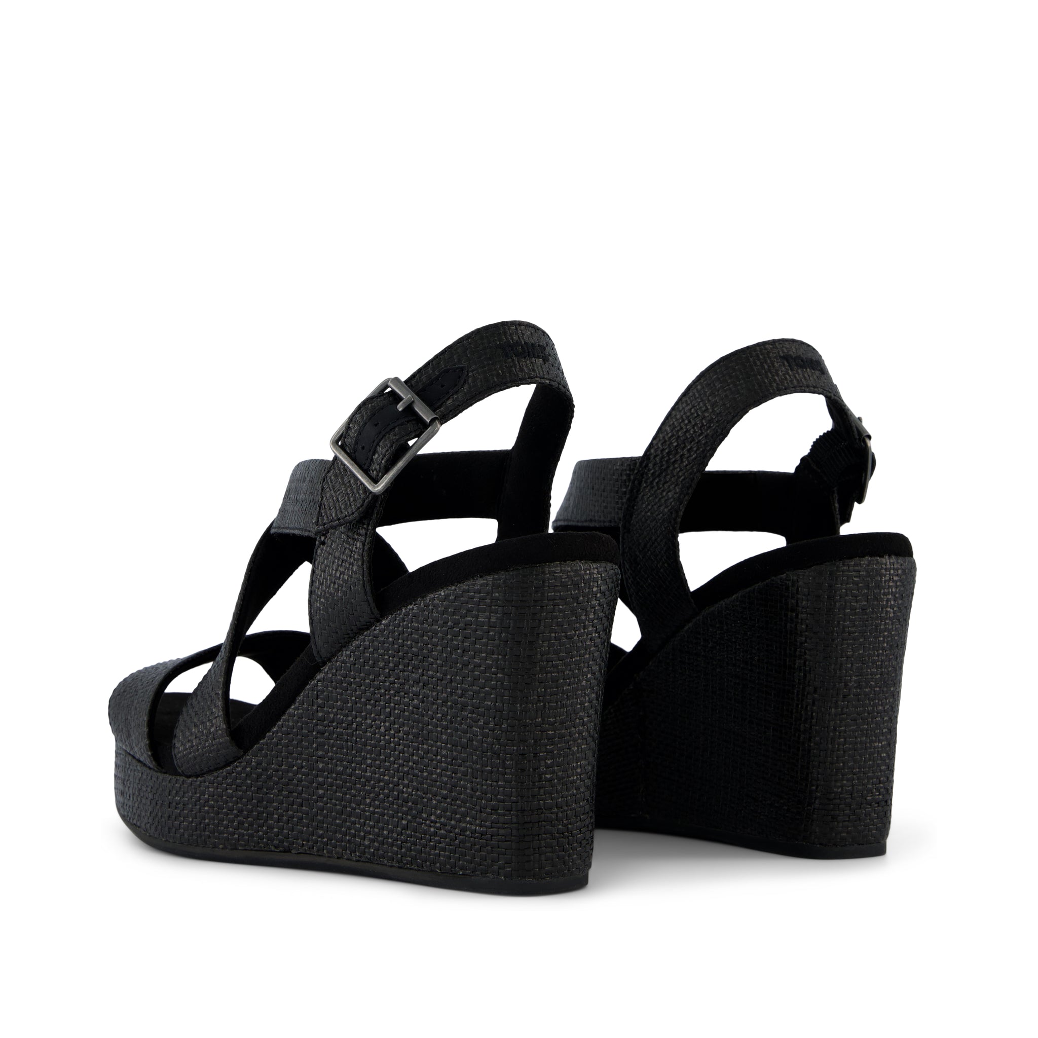 Alondra Wedge Sandal - Black Raffia Back View