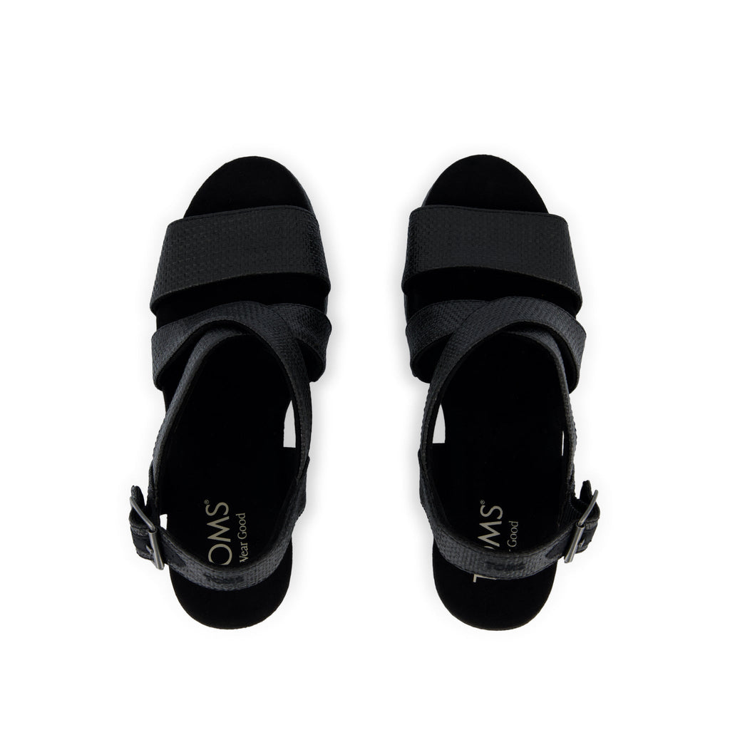 Alondra Wedge Sandal - Black Raffia Top View