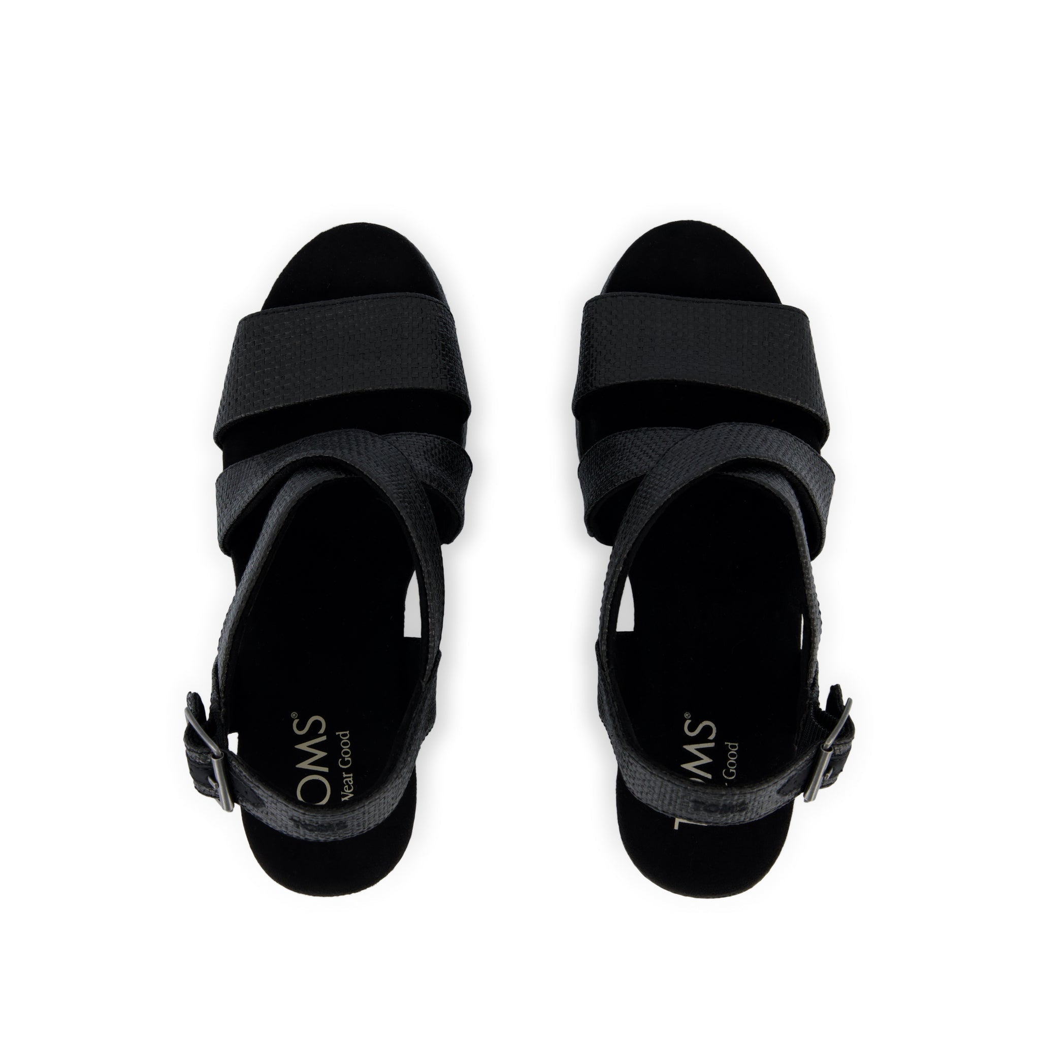 Alondra Wedge Sandal - Black Raffia Top View