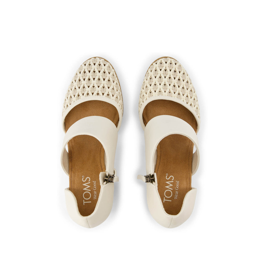 Milan Closed Toe Heel - Natural Geo Basket PU Leather Top View