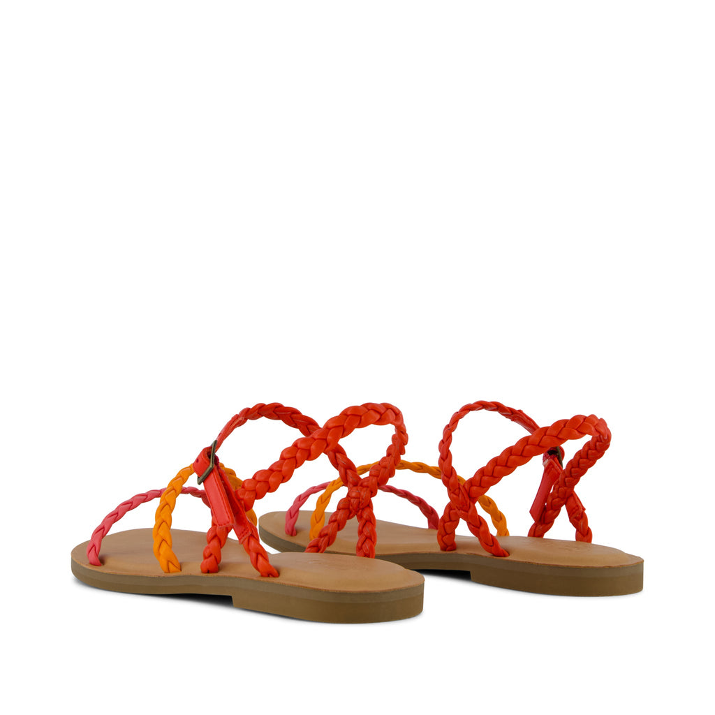 Kira Strappy Sandal - Flame Synthetic Braid Back View