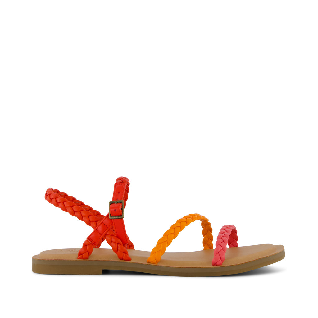Kira Strappy Sandal - Flame Synthetic Braid Side View