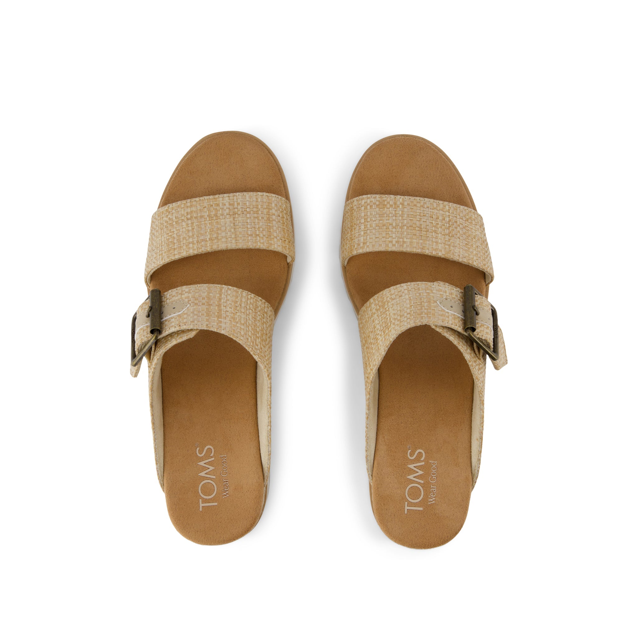 Diana Mule Buckle Wedge Sandal Almond Raffia – TOMS.com
