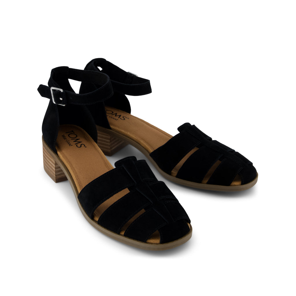 Jaclyn Fisherman Heel - Black Kid Suede Front View