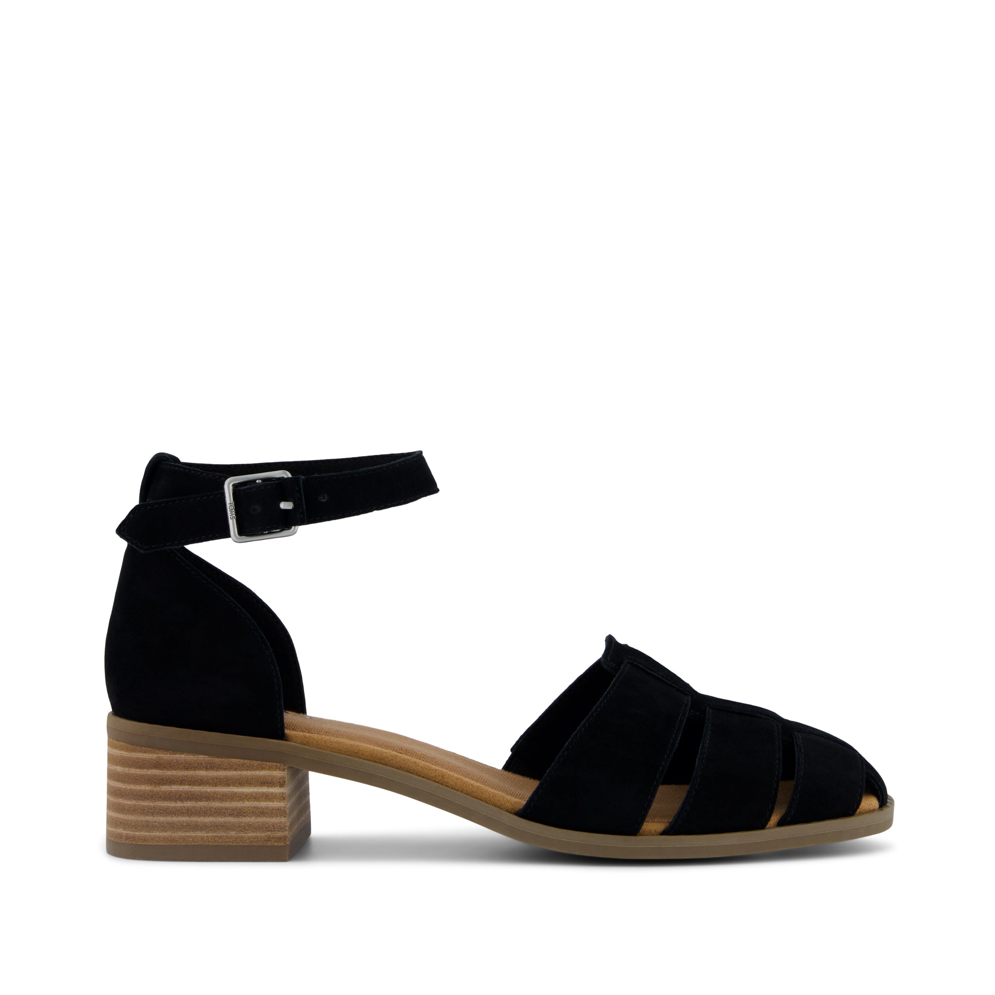 Jaclyn Fisherman Heel - Black Kid Suede Side View