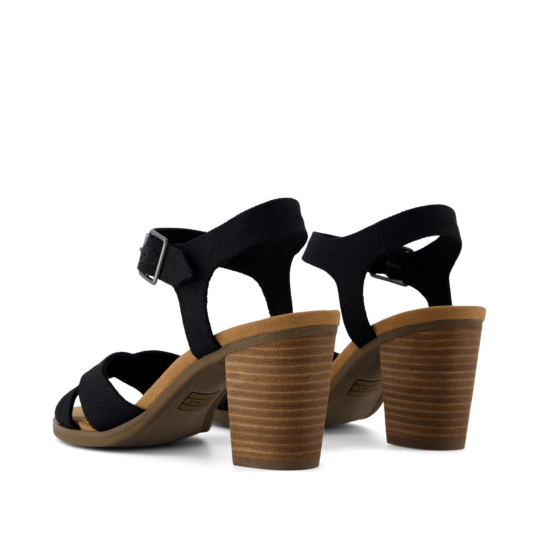 Majorca Strappy Heeled Sandal - Black Woven Melange Back View