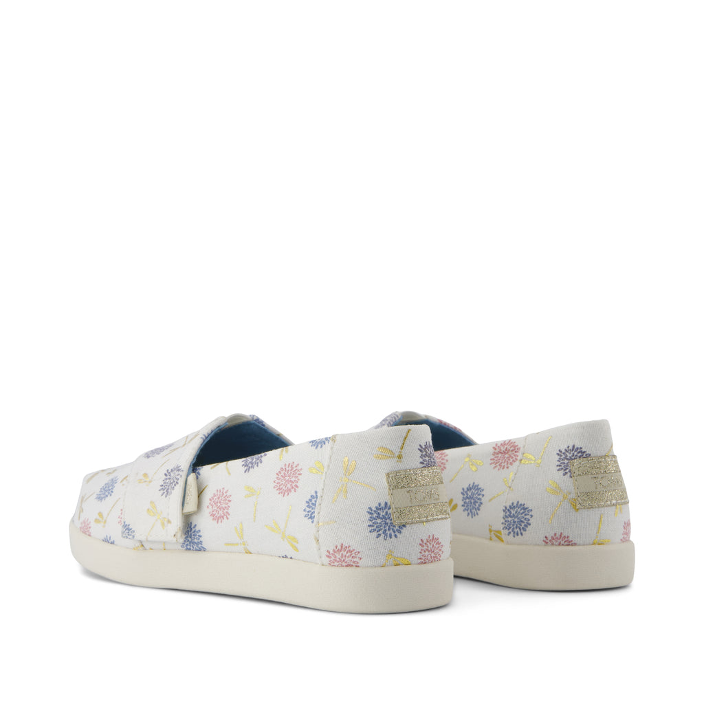 Alpargata Classic Kids Shoe - Egret Dragonflies Printed Canvas  Back View