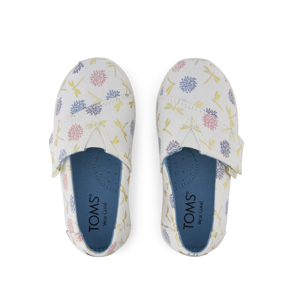 Alpargata Classic Toddler Shoe - Egret Dragonflies Printed Canvas  Top View