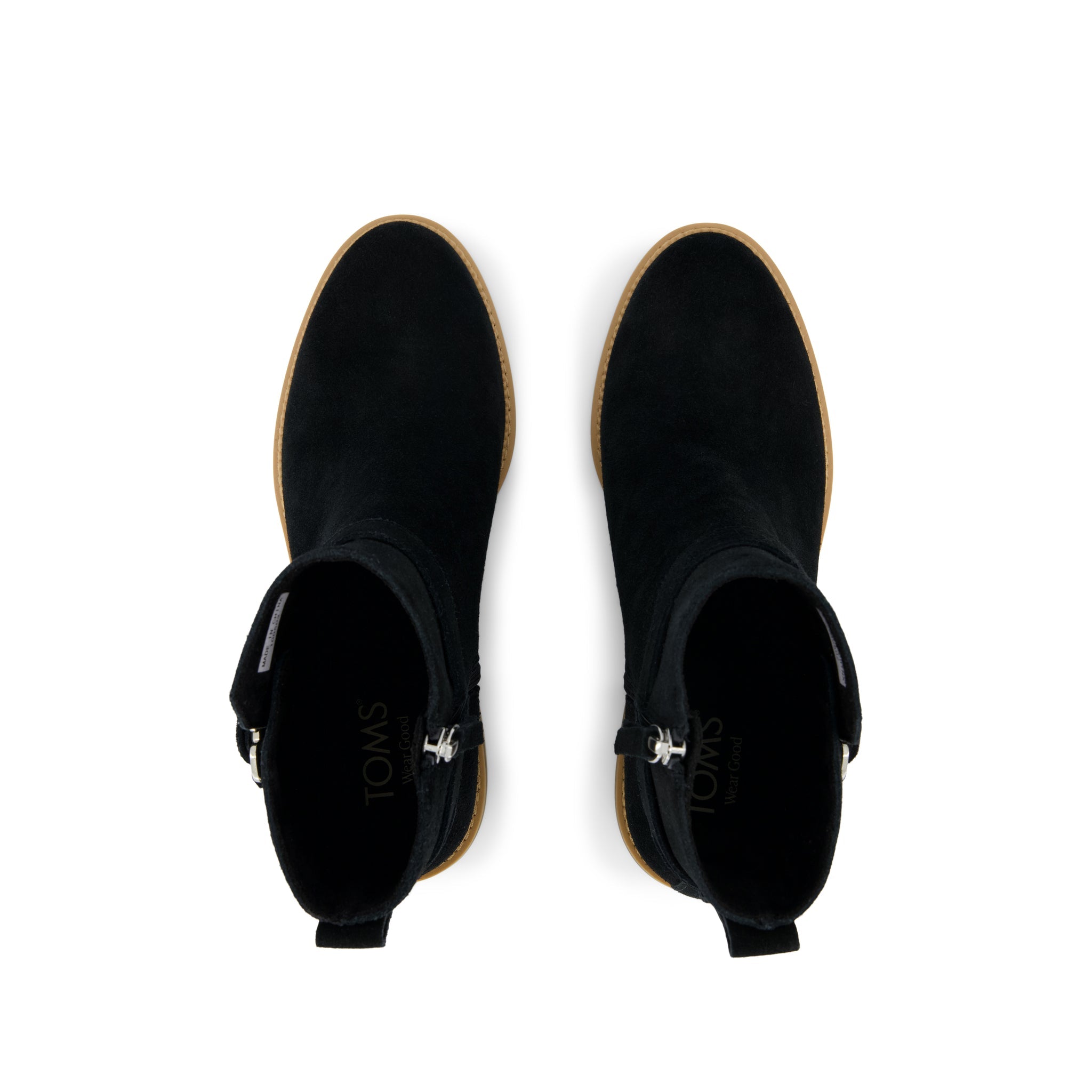 Hailey Buckle Ankle Boot - Water Resistant Black Suede Top View