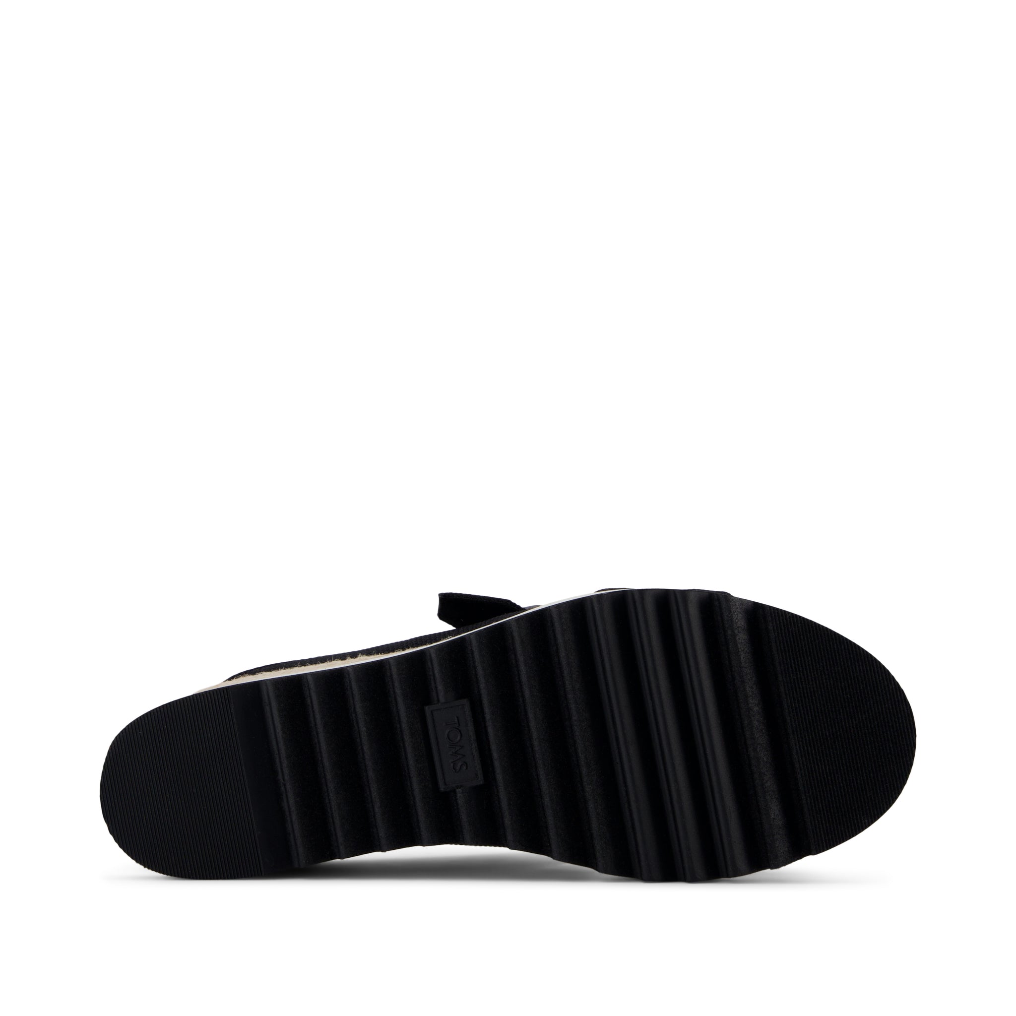 Diana Mule Buckle Wedge Sandal - Black Heavy Canvas Bottom Sole View