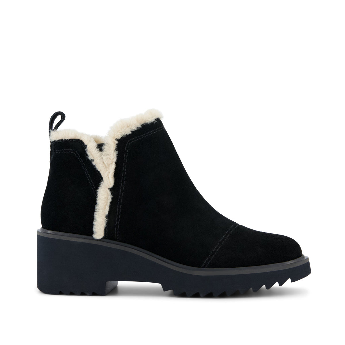 Womens Maude Wedge Boot Black Suede Faux Fur – TOMS.com display picture 2