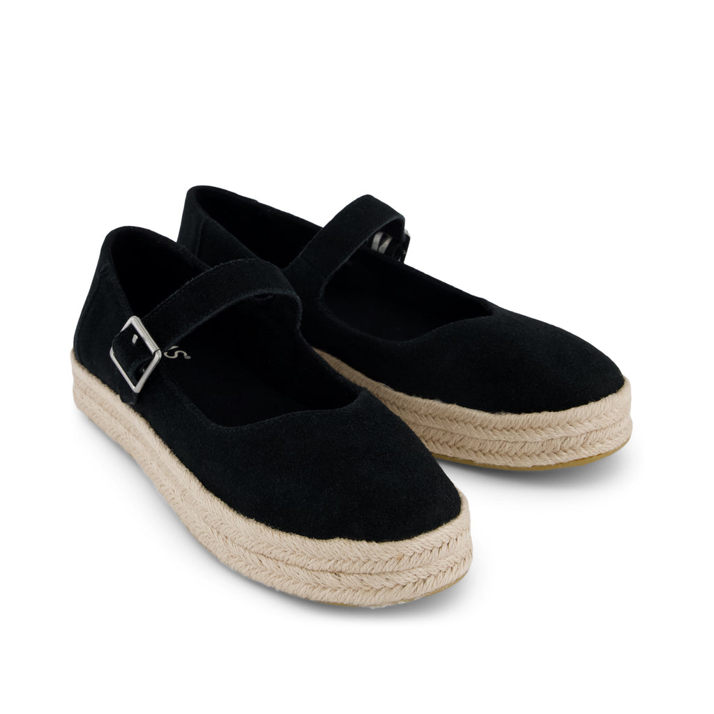 Carolina Mary Jane Espadrille - Black Suede Front View