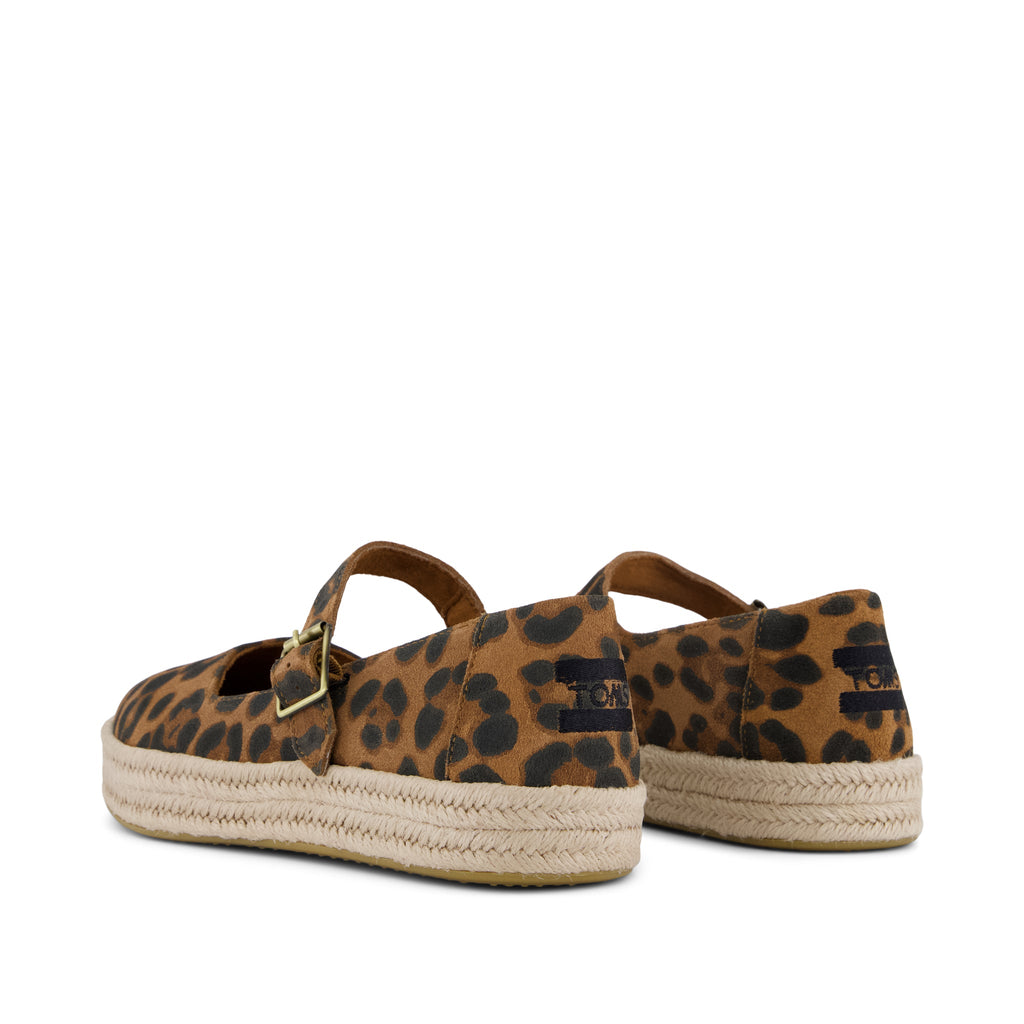 Carolina Mary Jane Espadrille - Brown Sugar Leopard Print Suede Back View