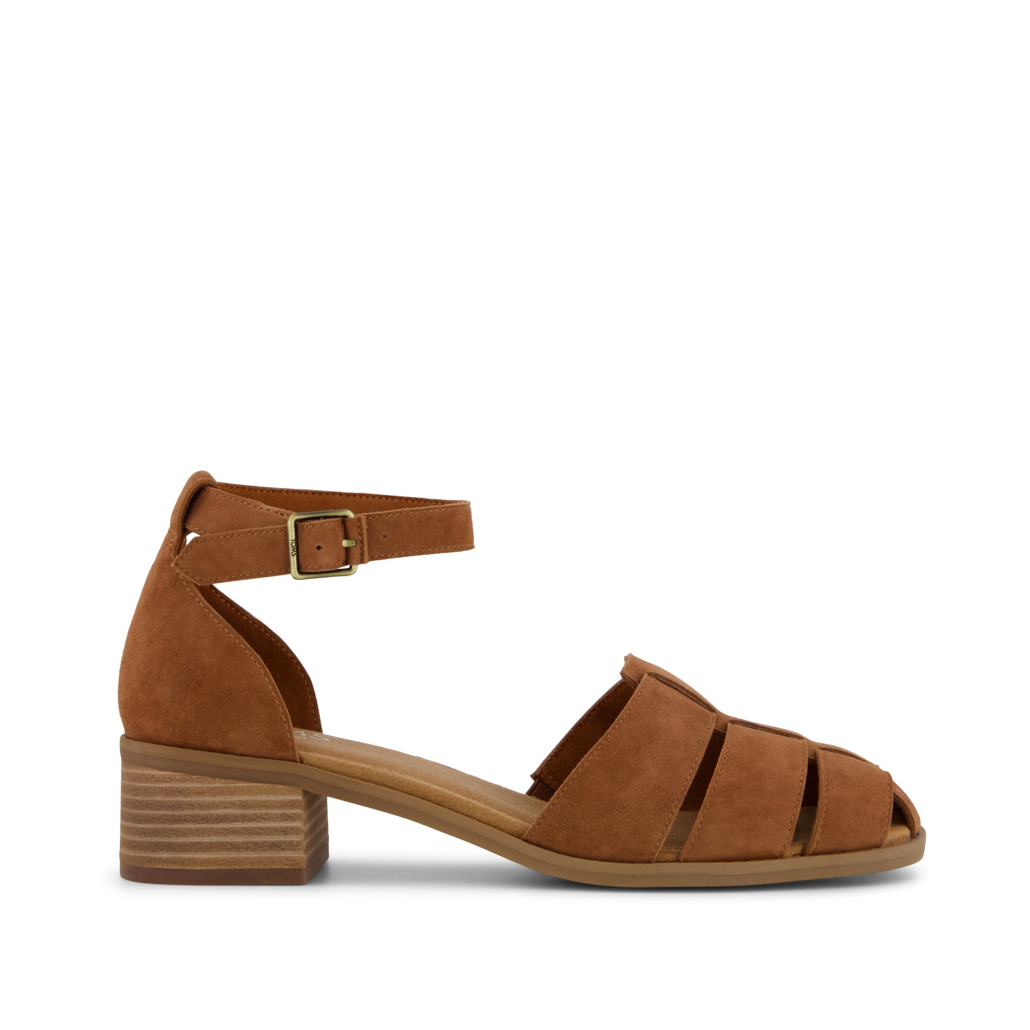 Jaclyn Fisherman Heel - Amber Brown Kid Suede Side View