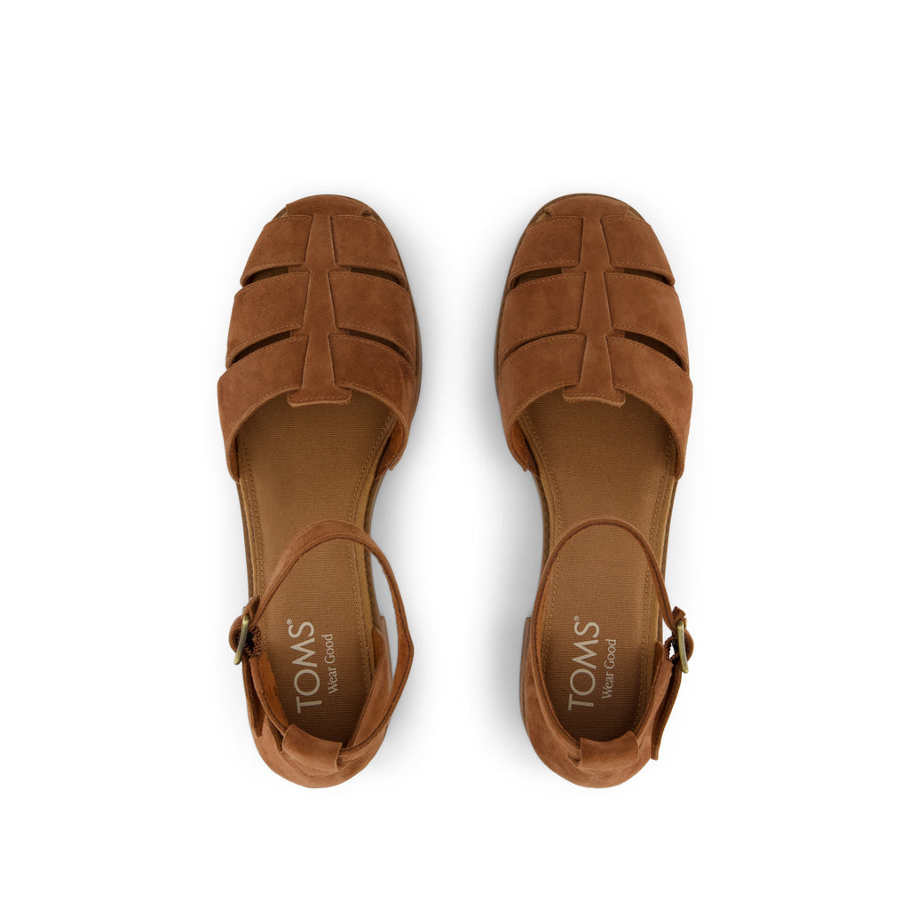 Jaclyn Fisherman Heel - Amber Brown Kid Suede Top View