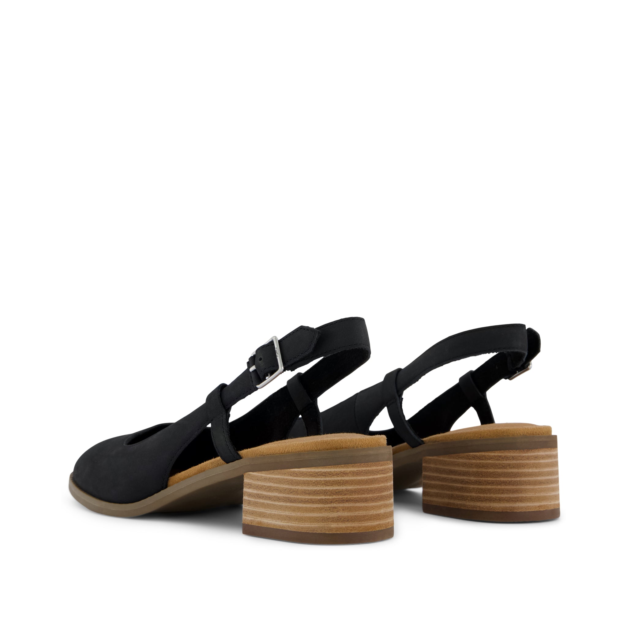 Jaclyn Slingback Heel - Black Nubuck Leather Back View