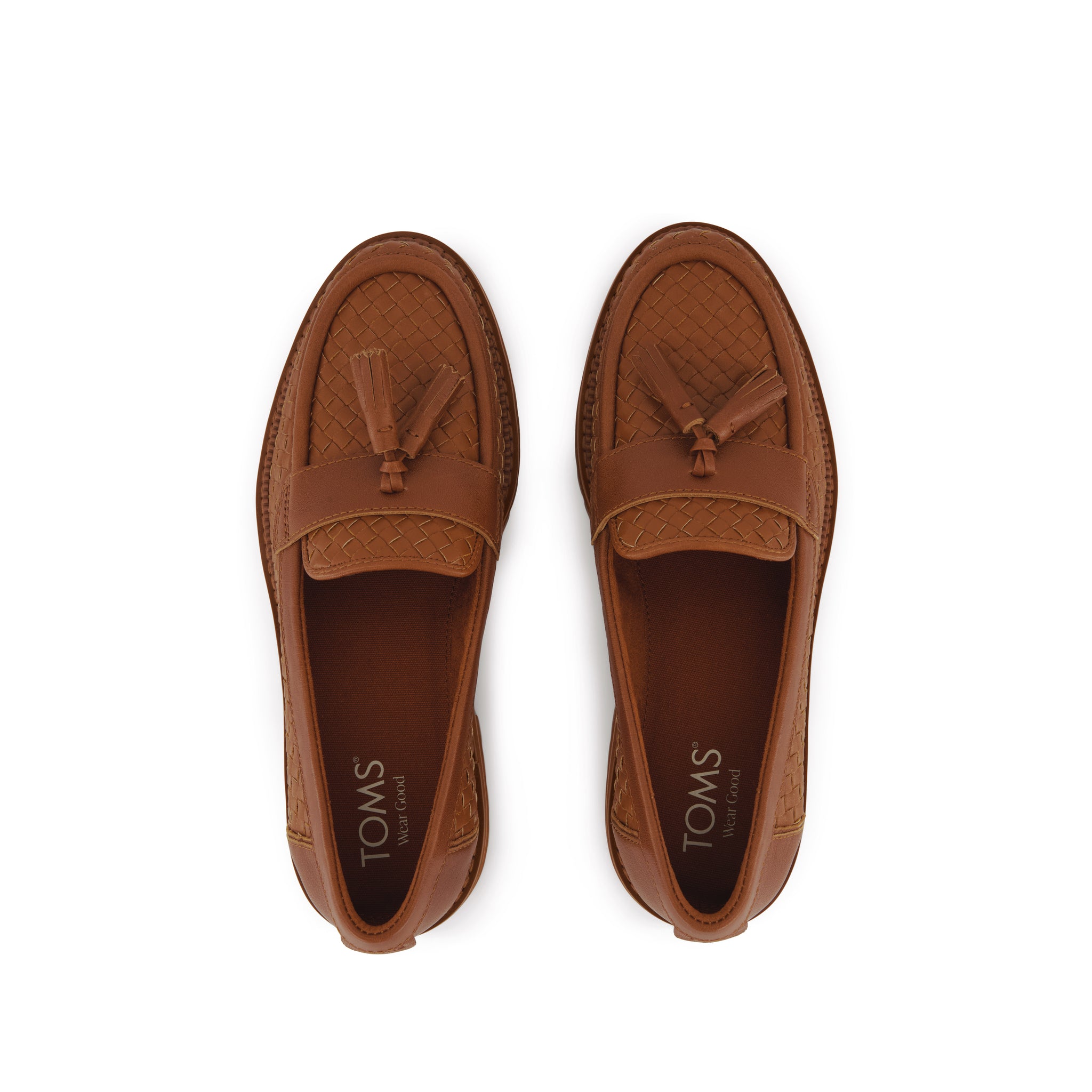 Womens Cara Loafer Amber Brown Basketweave Leather – TOMS.com