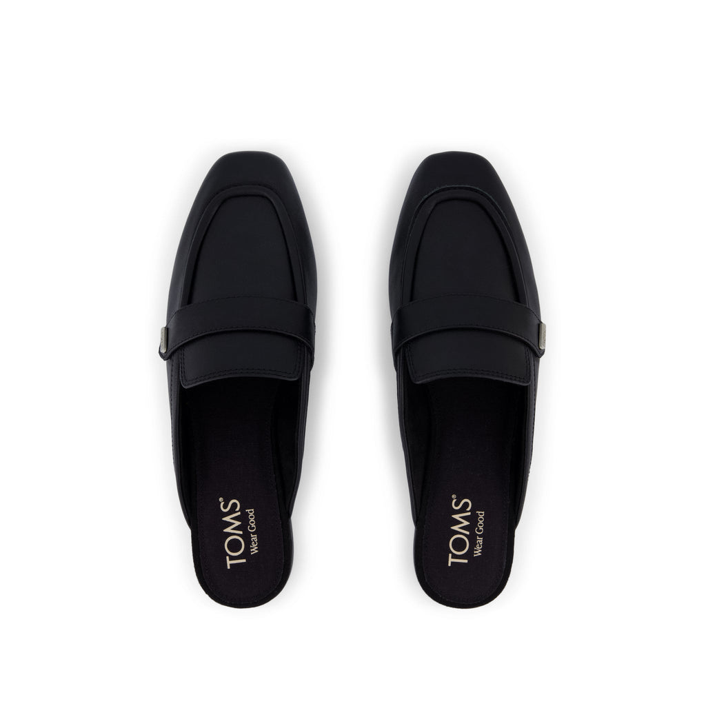 Lynette Mule - Black Leather Top View