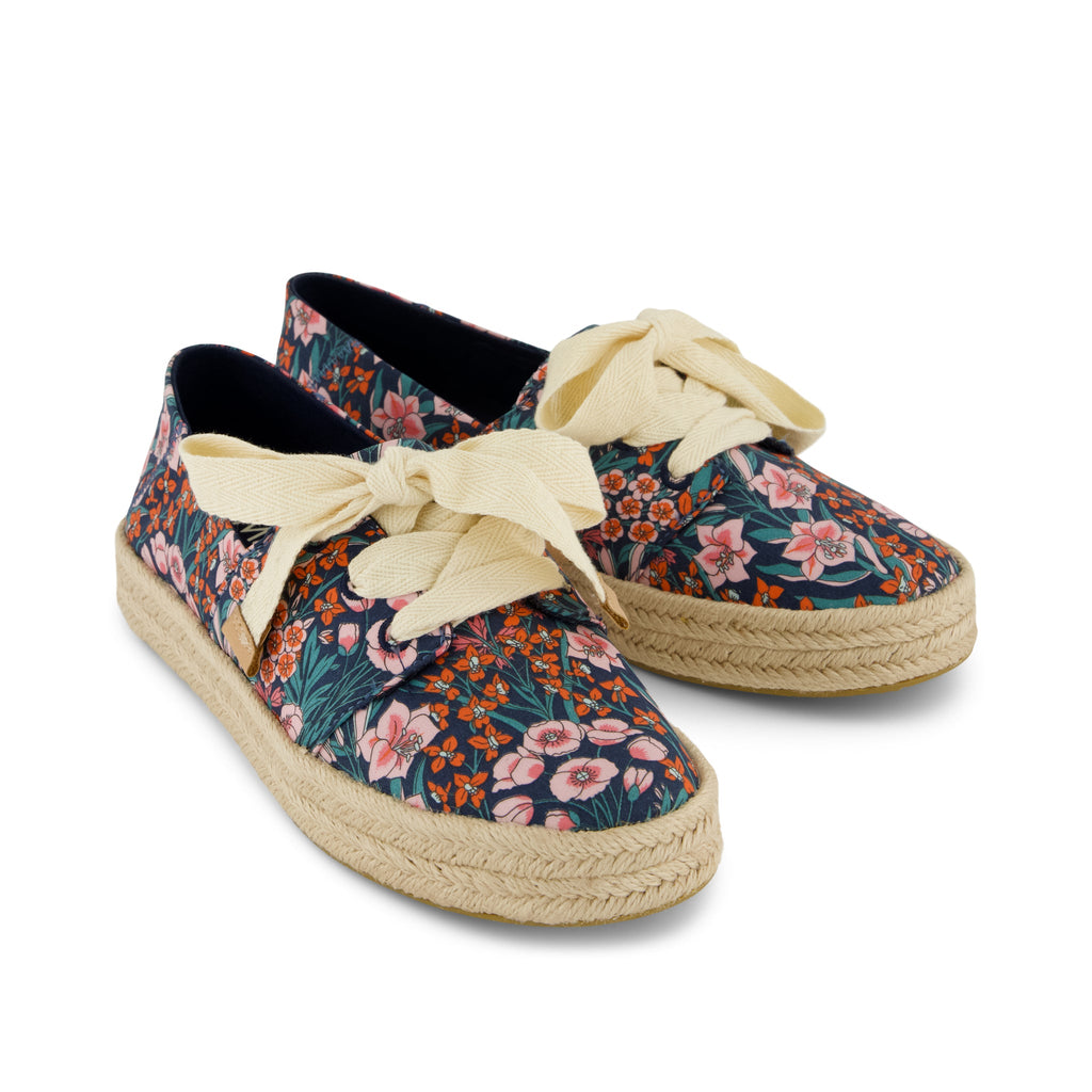 Carolina Lace-Up Espadrille - Dark Teal Mountain Primrose Front View