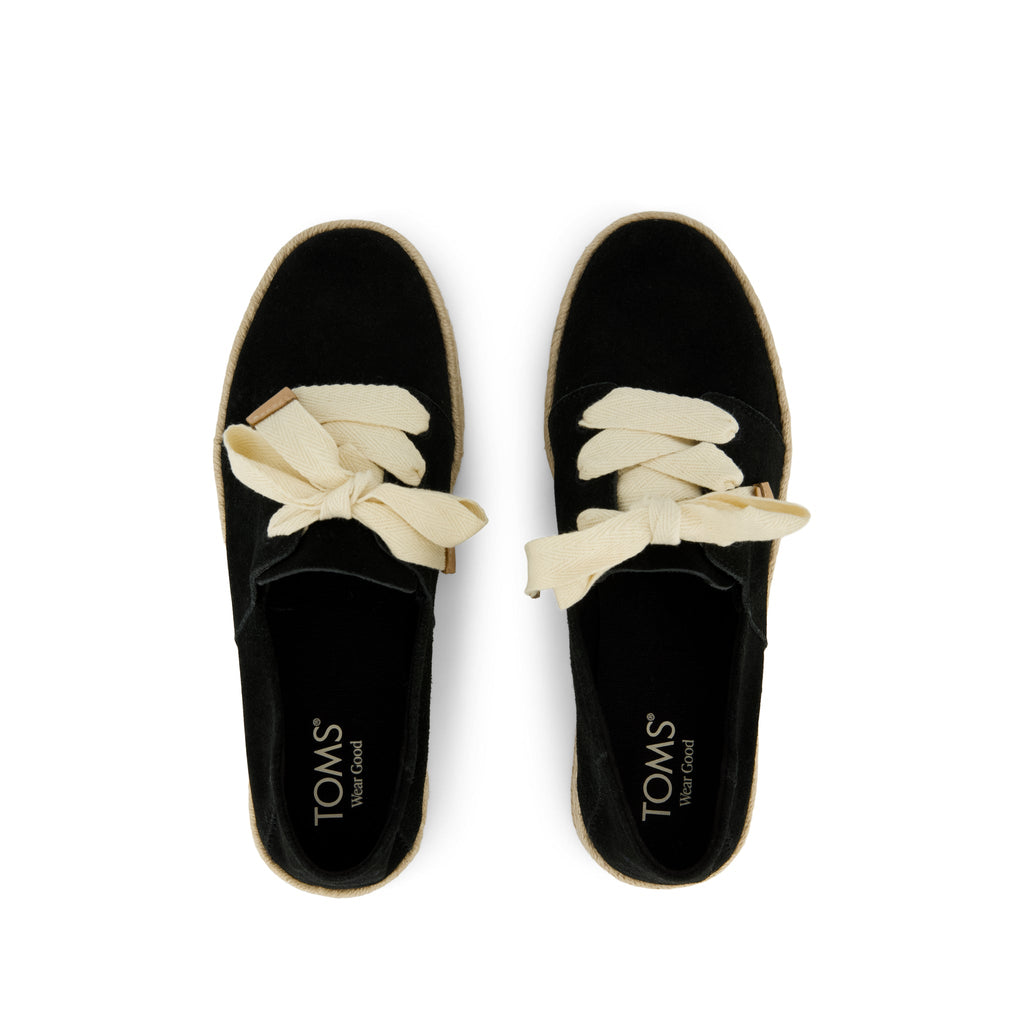 Carolina Lace-Up Espadrille - Black Suede Top View