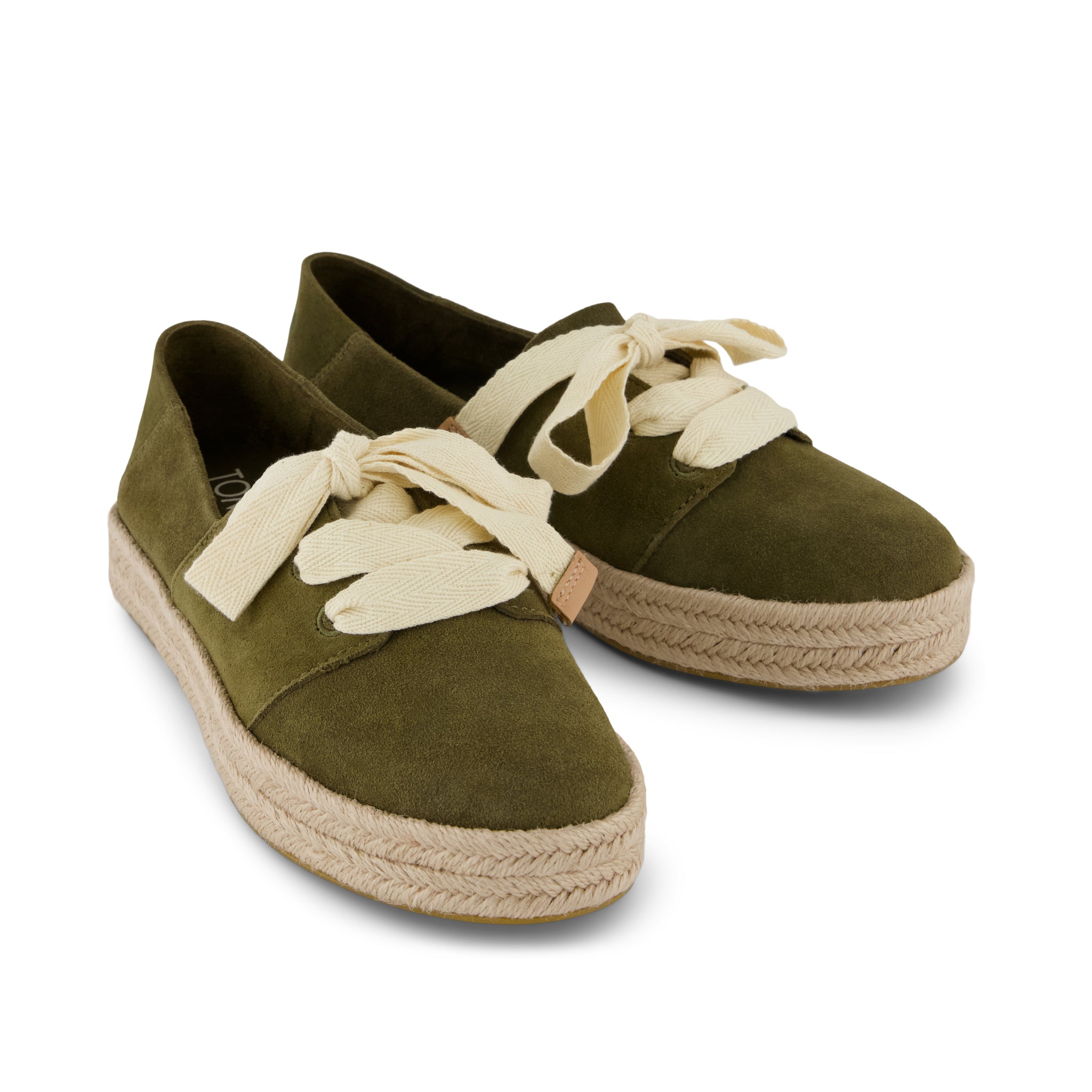 Carolina Lace-Up Espadrille - Military Olive Suede Front View