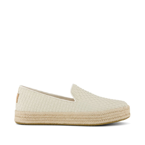 Carolina Espadrille - Light Sand Woven Basket PU Leather Side View