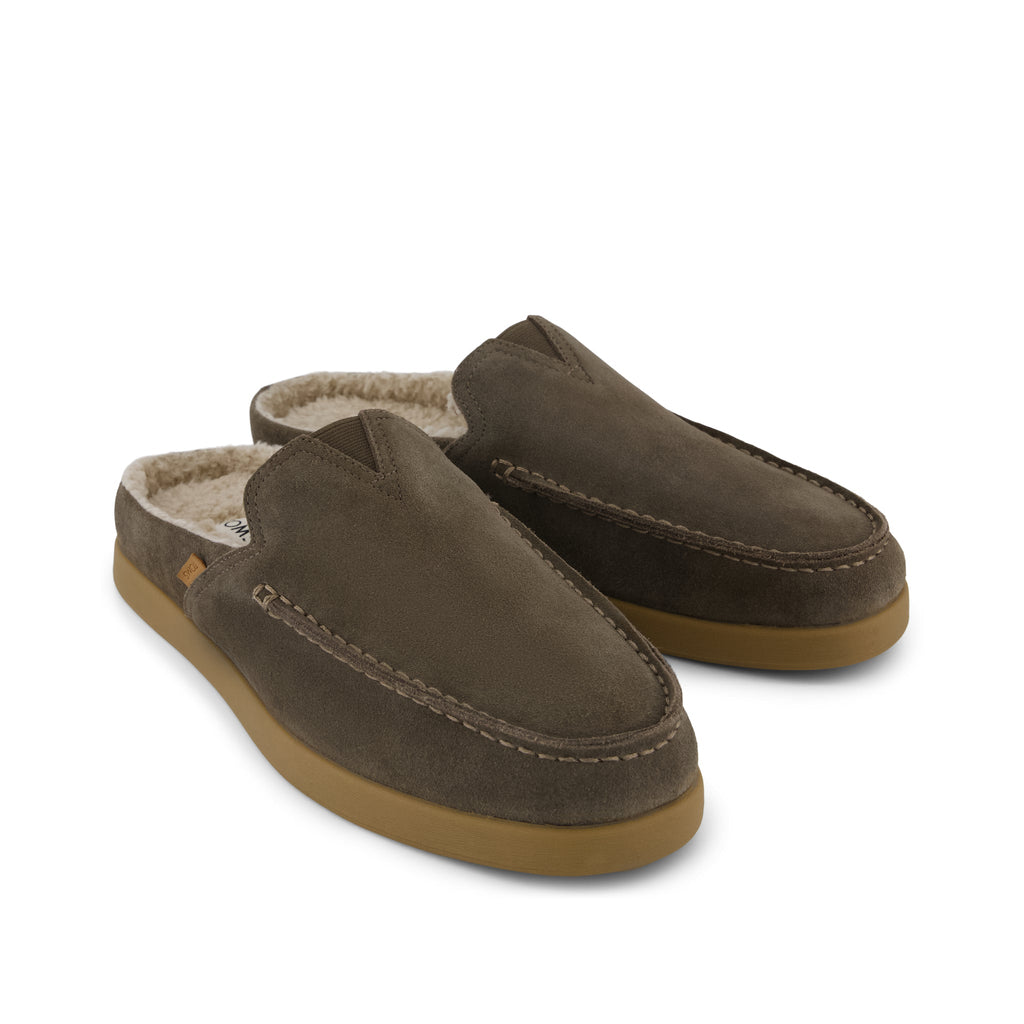 Alonso Mule - Canteen Suede w/ Faux Shearling Front View