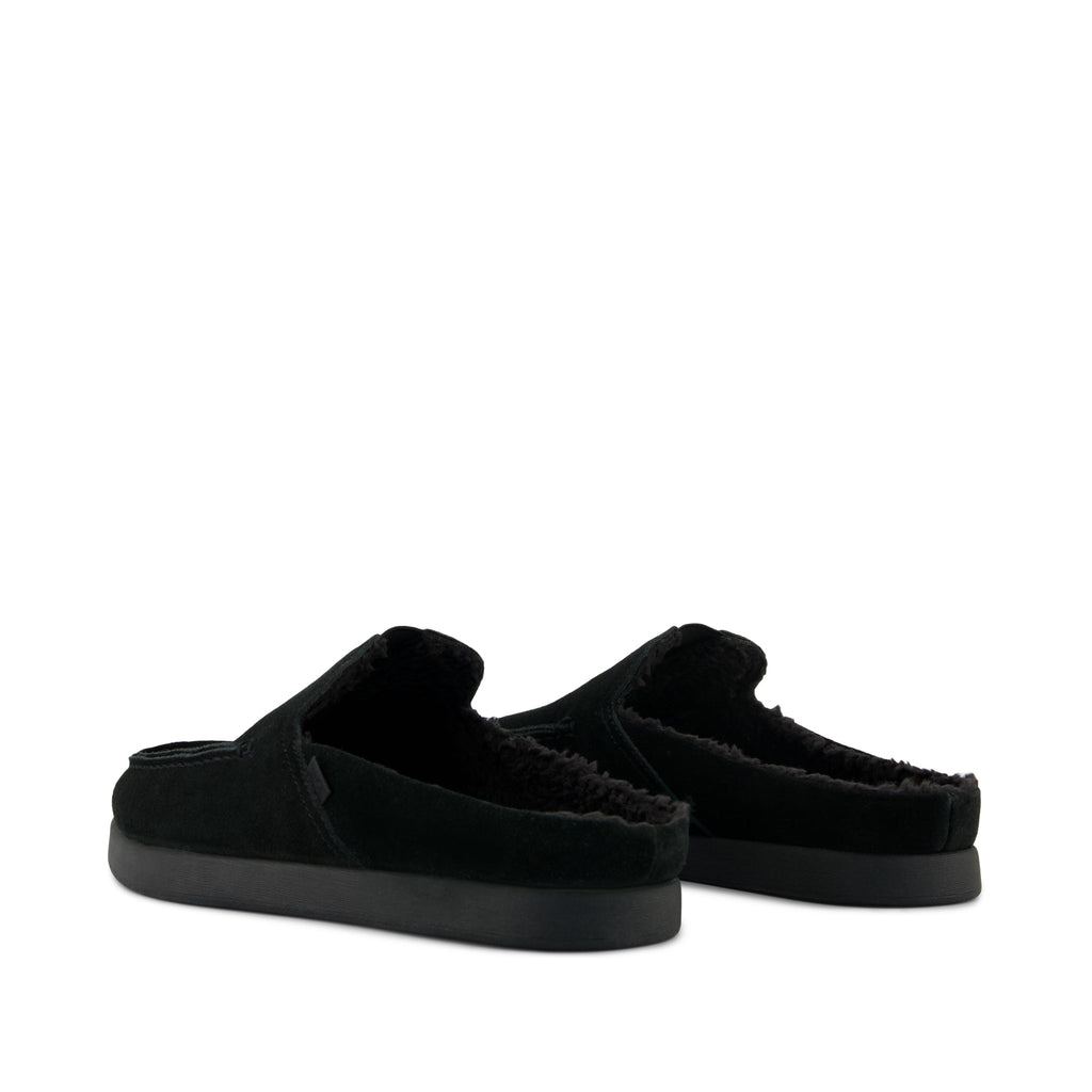 Alonso Mule - Black Suede w/ Faux Shearling Back View