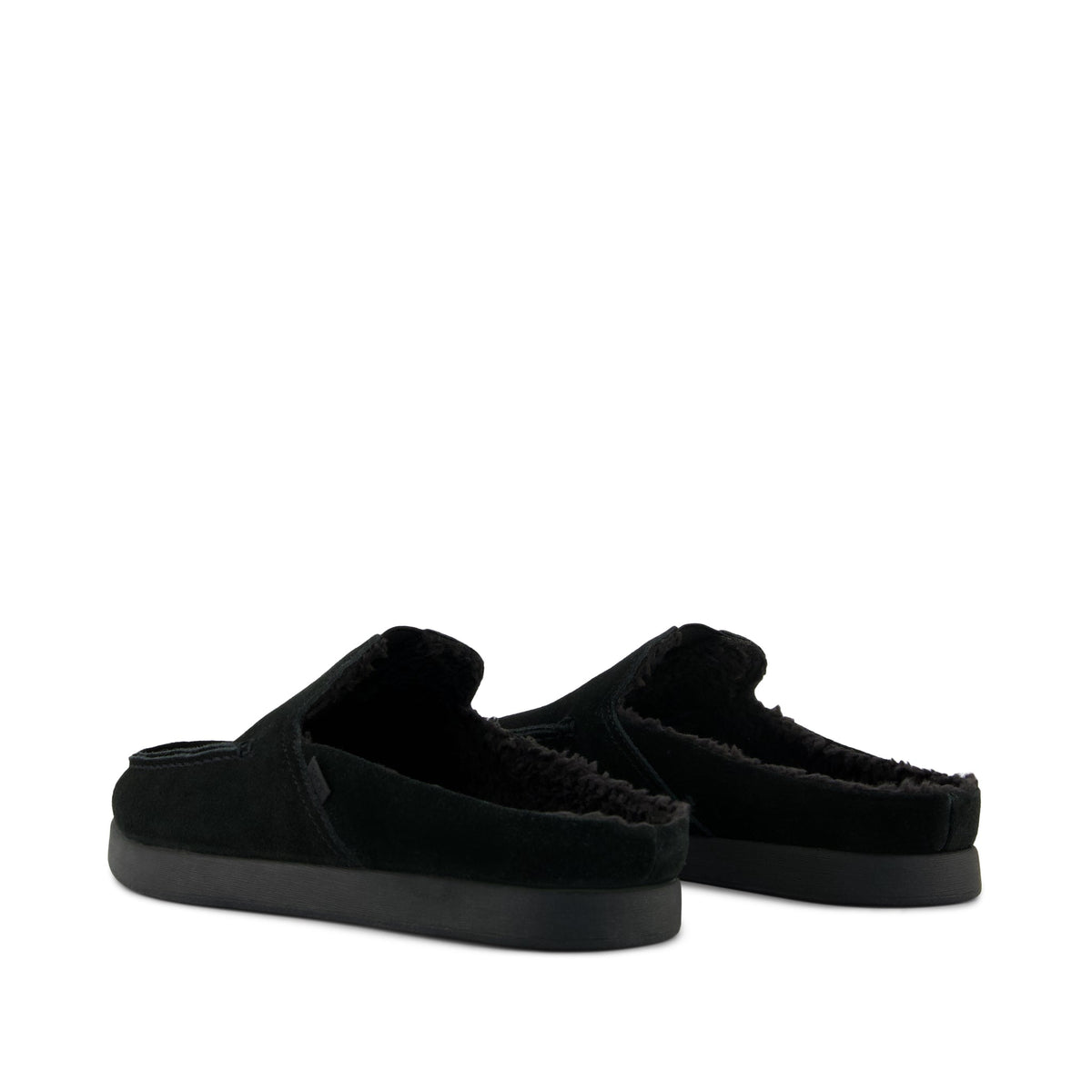 Alonso Mule - Black Suede w/ Faux Shearling Back View
